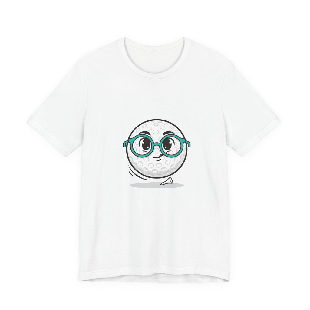 Golf Ball Nerd T‑Shirt — Cute Golf Cartoon with Glasses