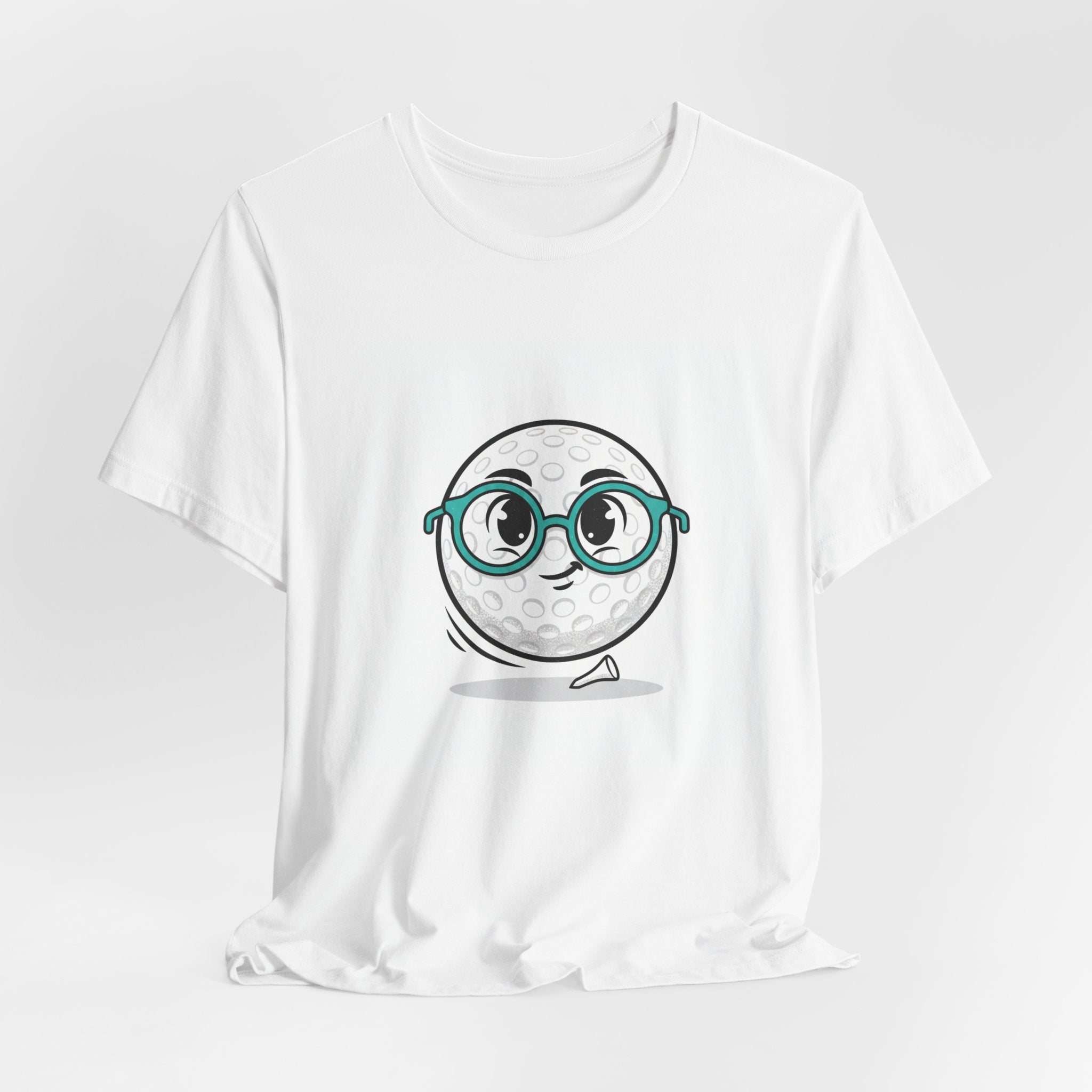 Golf Ball Nerd T‑Shirt — Cute Golf Cartoon with Glasses