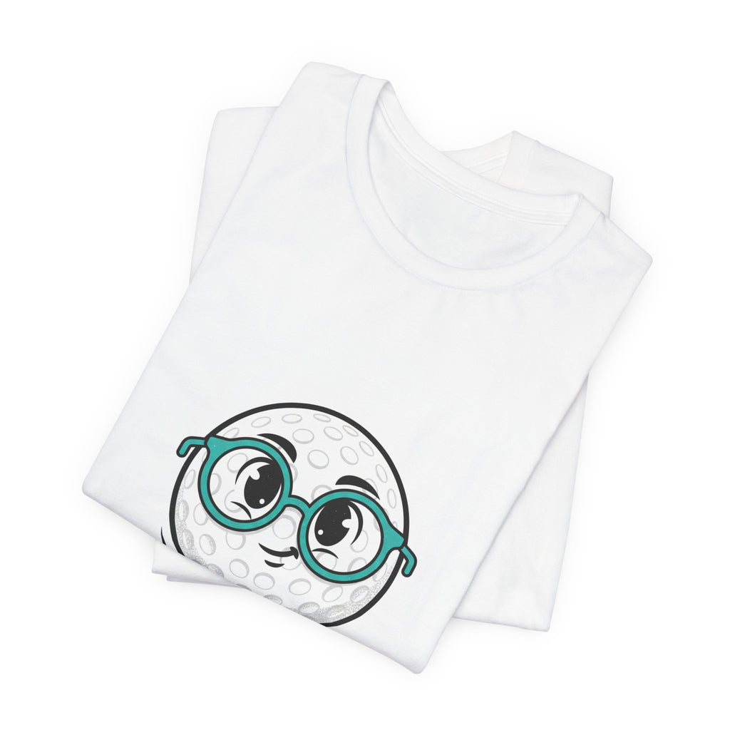Golf Ball Nerd T‑Shirt — Cute Golf Cartoon with Glasses