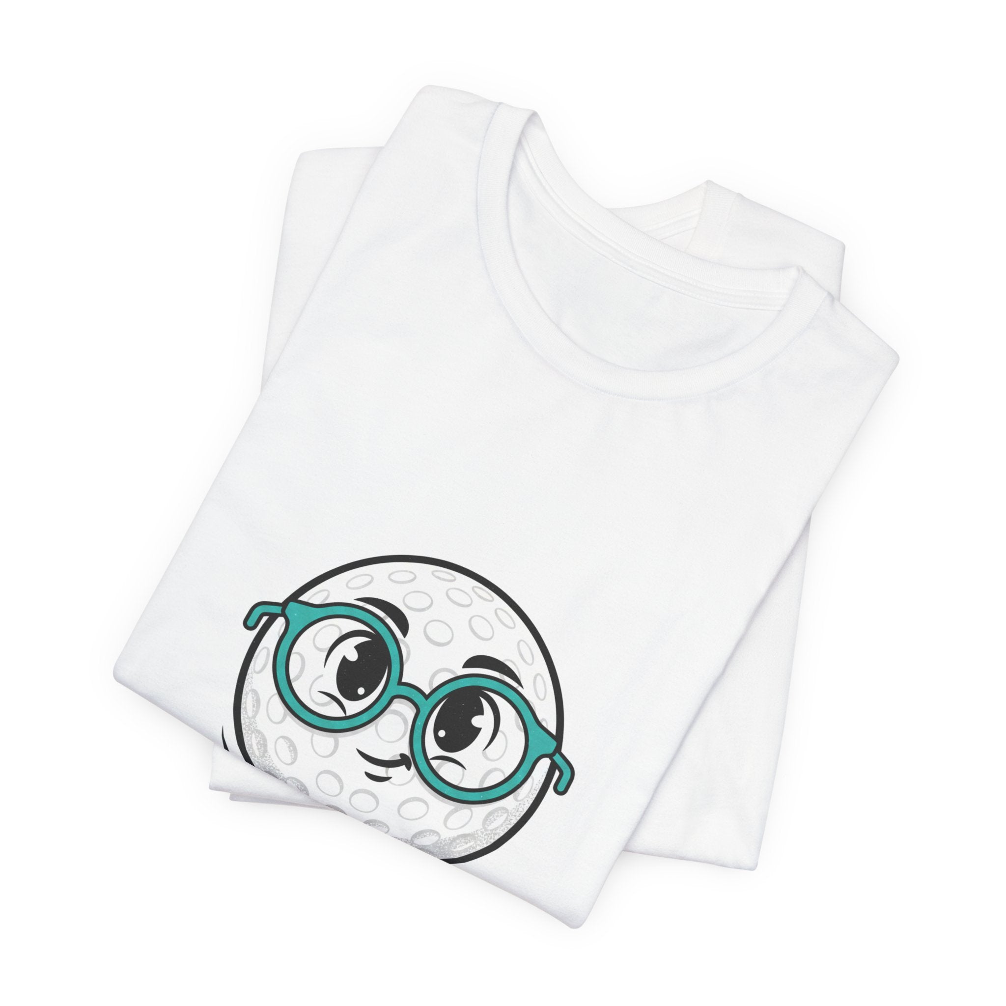 Golf Ball Nerd T‑Shirt — Cute Golf Cartoon with Glasses